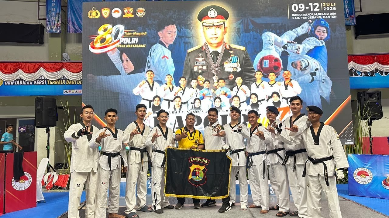 polda-lampung-berhasil-sabet-10-medali-di-kejuaraan-nasional-taekwondo-kapolri-cup-7-tahun-2026